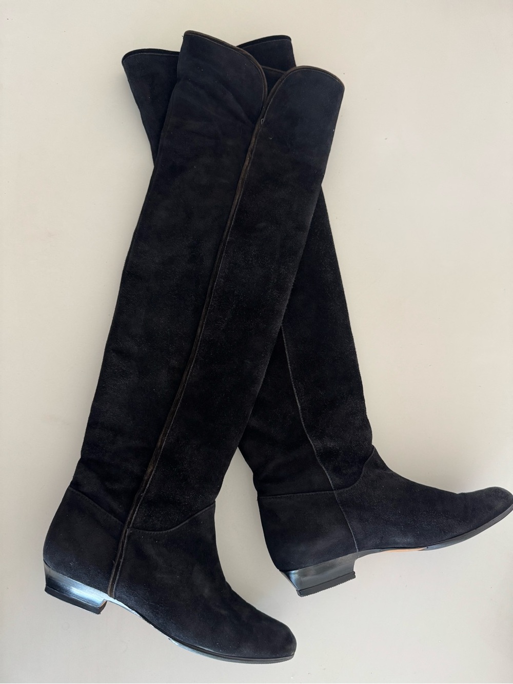 Vintage YSL Black Over-the-Knee Women's Suede Boots - sz 6